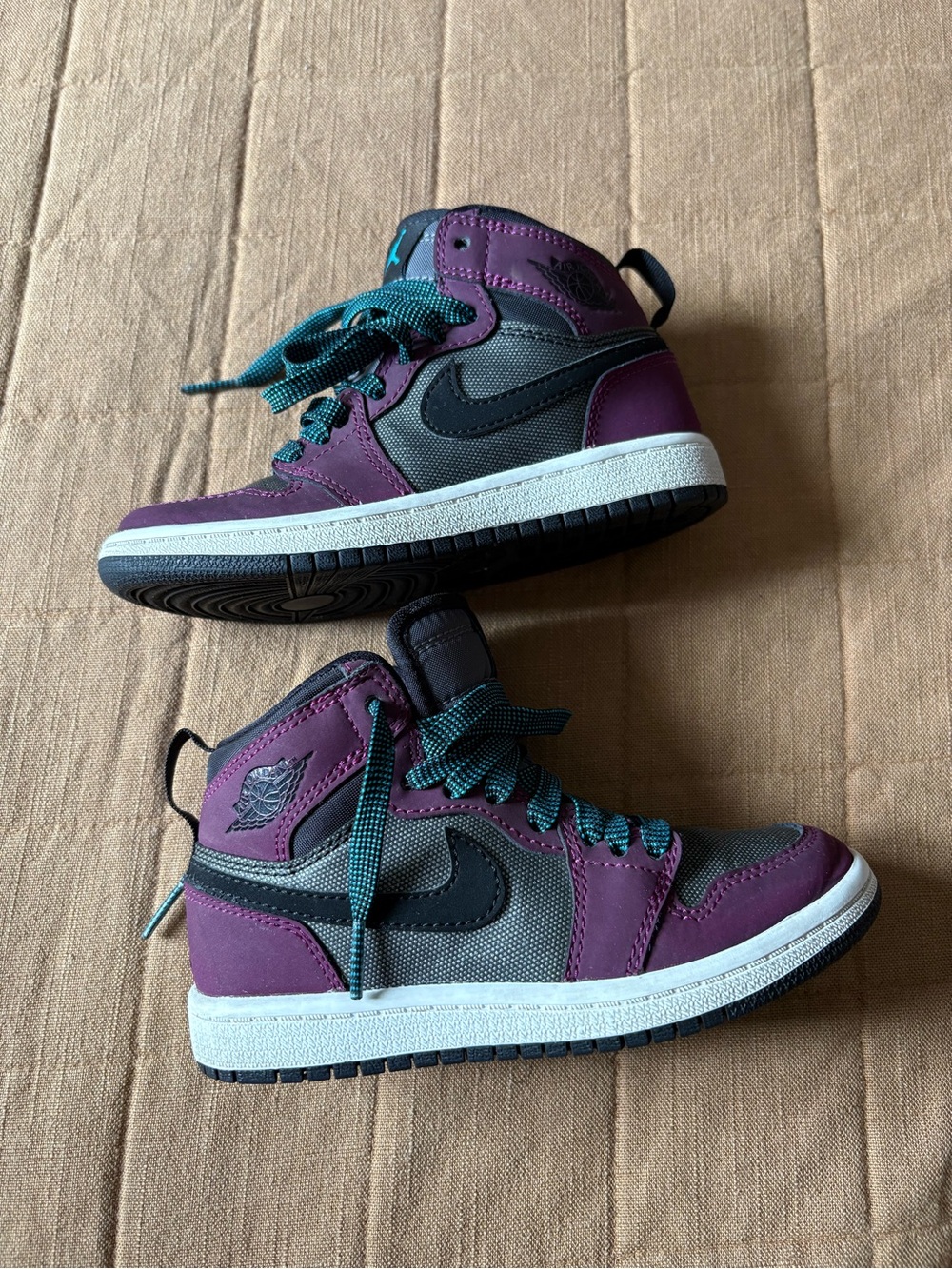 Jordan Kids' Purple & Teal High-Top Sneakers